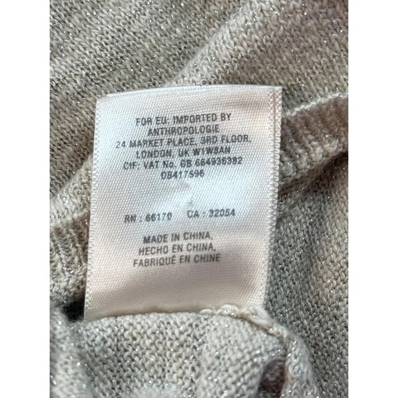 Anthropologie Knitted & Knotted Celise Drape Neck Pullover Medium Top Gold/Beige - Picture 4 of 11